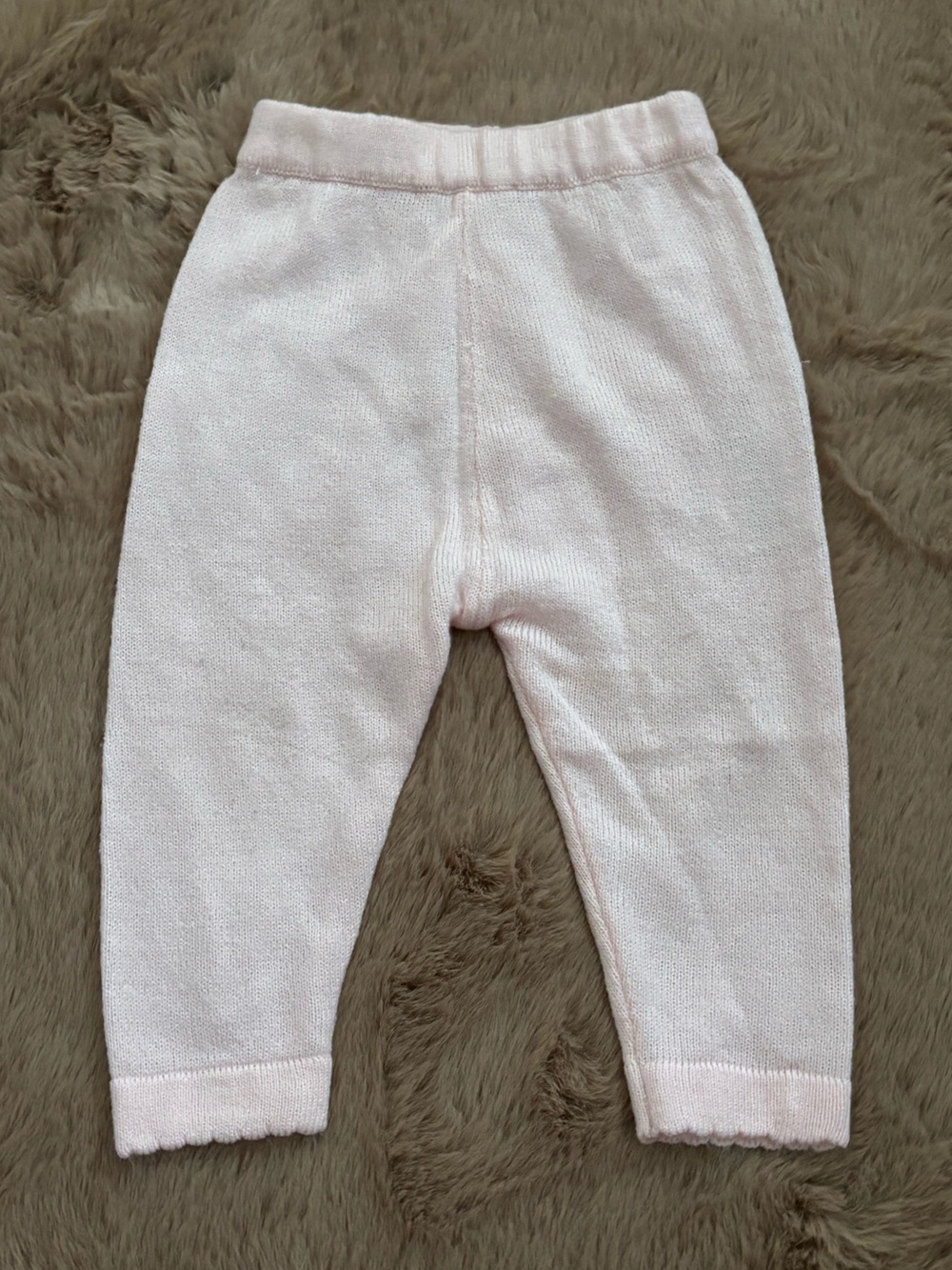 Amazon Light Pink Kids Knit Leggings - Scalloped Bottom